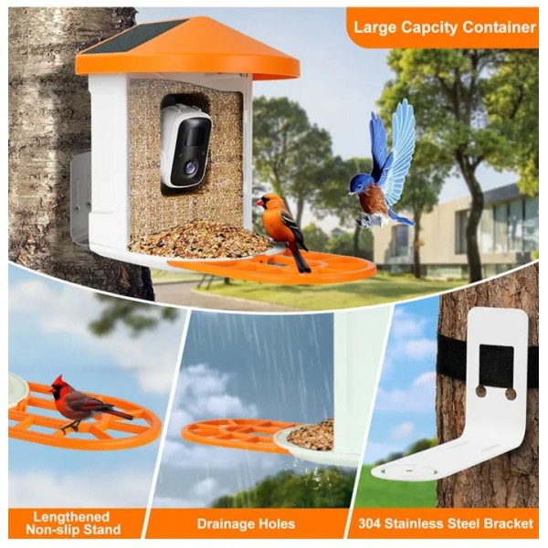 Bird Feeder with Camera with AI Identify Birds Species Solar Panel
