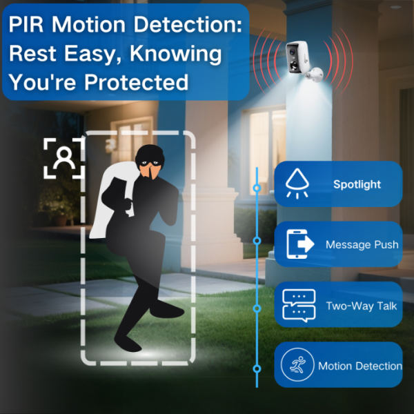 Juyivast Solar Security Cameras Wireless Outdoor, 2K WiFi Cameras for Home Security, Battery Powered AI Motion Detection Surveillance Home Security Cameras, Color Vision Night, 2-Way Talk