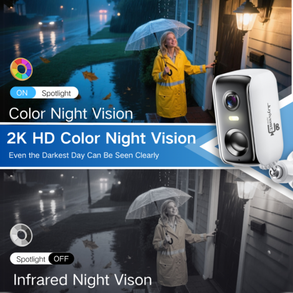 Juyivast Solar Security Cameras Wireless Outdoor, 2K WiFi Cameras for Home Security, Battery Powered AI Motion Detection Surveillance Home Security Cameras, Color Vision Night, 2-Way Talk